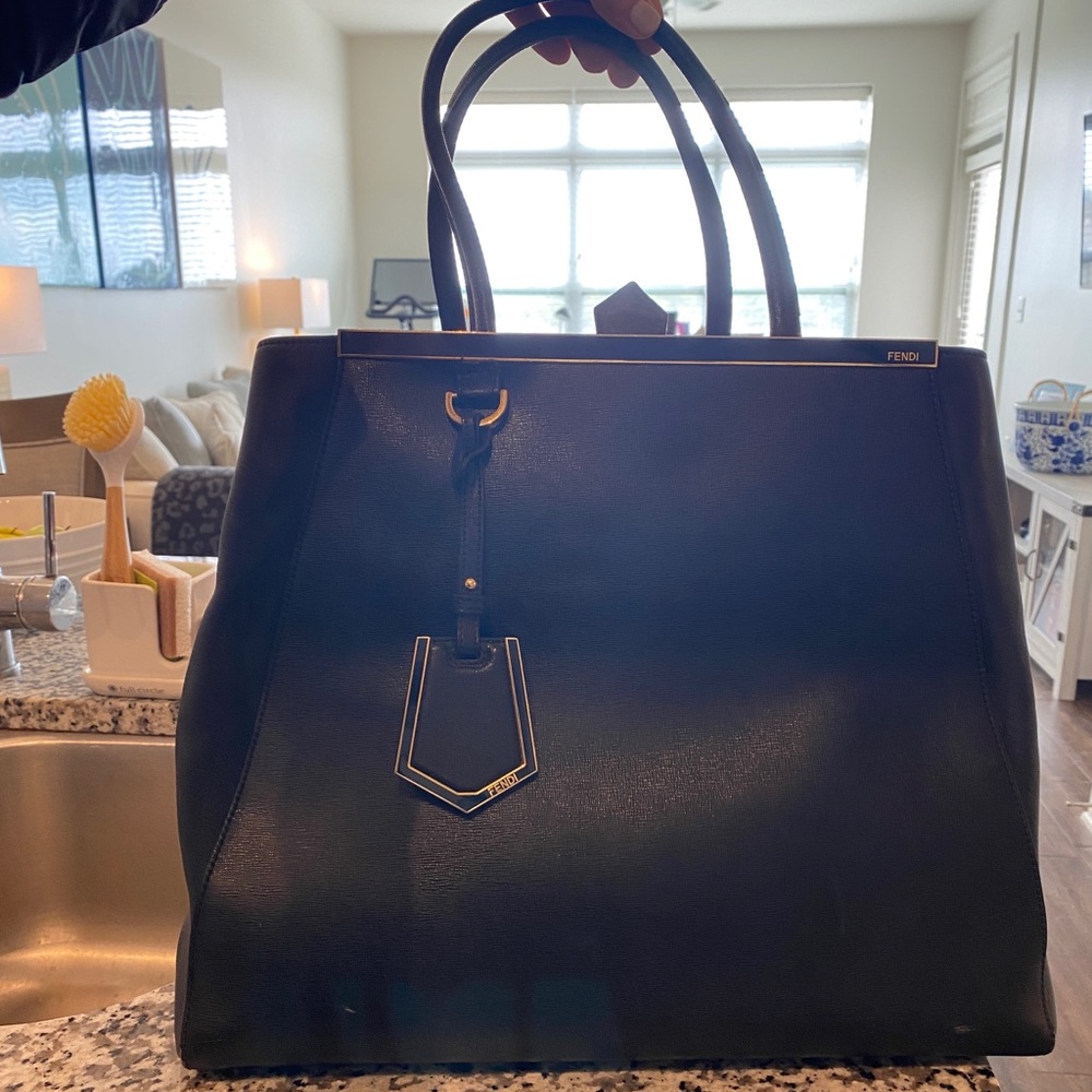 Fendi 2jours leather double handle shoulder bag